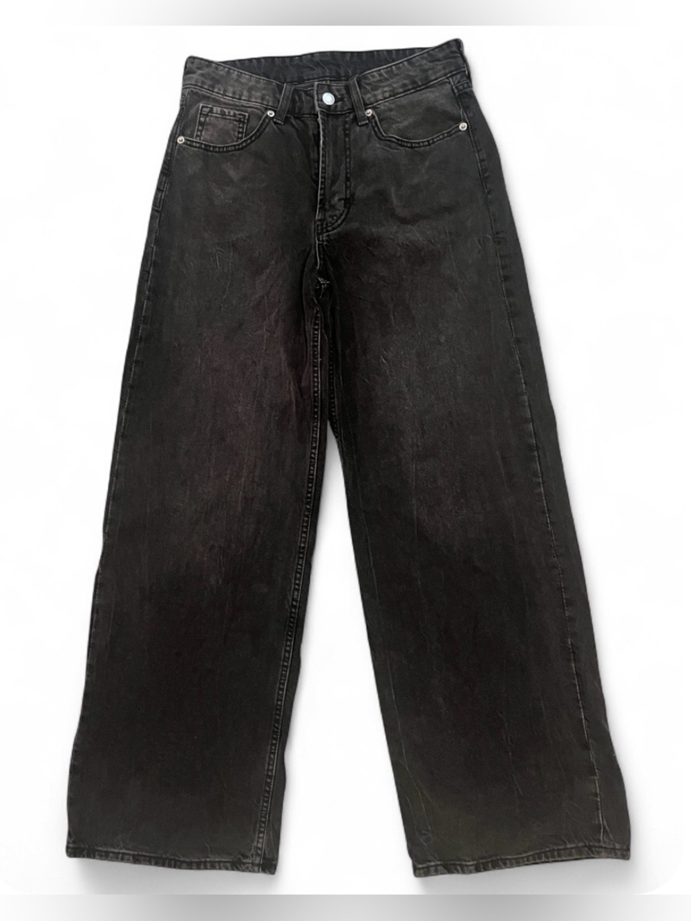Wide-Leg Jeans Dark Wash Baggy Relaxed Mid-Rise 6 Cotton 90s Y2K H&M &Denim